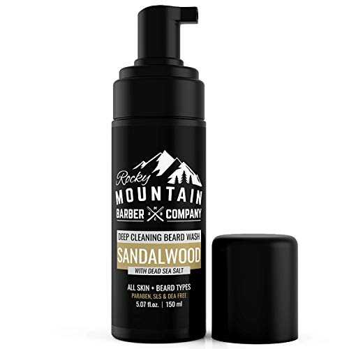 Rocky Mountain Barber Company Foaming Sandalwood Beard Wash ? With Sandalwood Essential Oil, Vitamin B5 & Dead Sea Salt - 5 oz