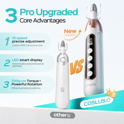 COSLUS C60 Cordless Electric Nail File - 10 Speed Pedicure Manicure Kit