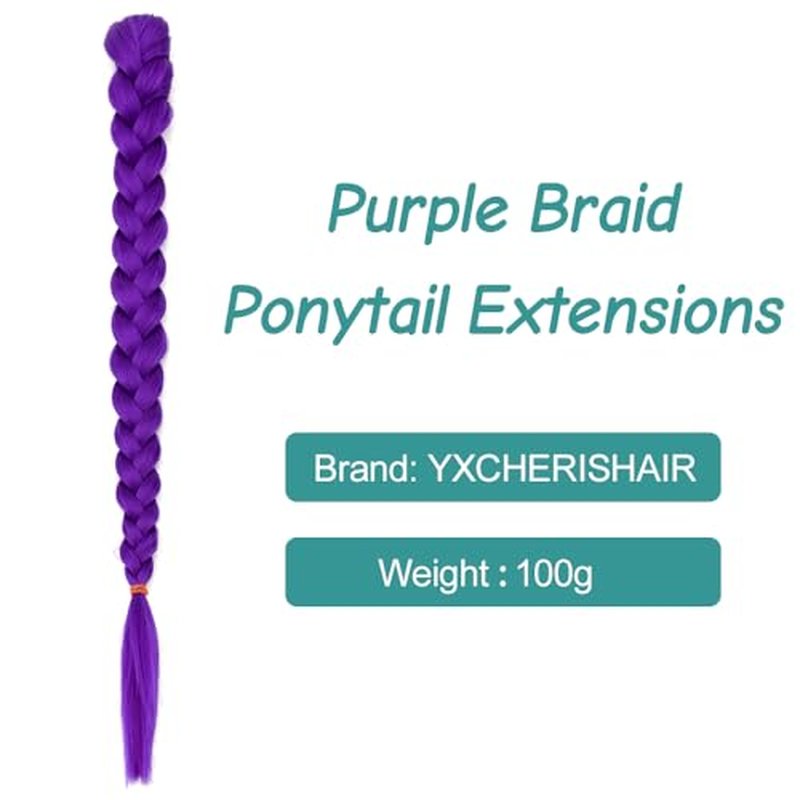 26 Inch Purple Braid Ponytail Extension for Cosplay & Halloween