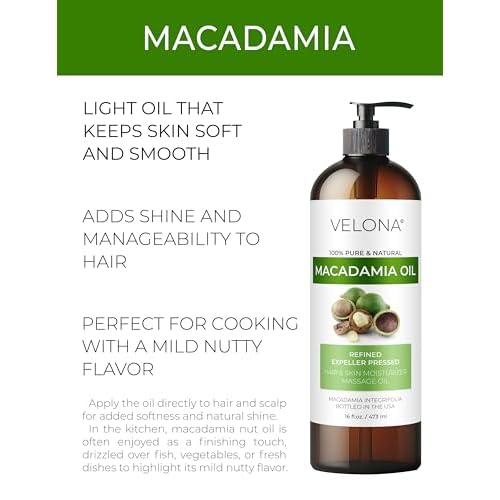 velona Macadamia Nut Oil 32 Fl Oz | 100% Pure and Natural Carrier Oil | Refined | Cooking, Skin, Hair, Body & Face Moisturizing | Use Today - Enjoy Results