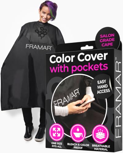FRAMAR Black Color Cover Salon Cape for Hair Dye & Coloring, Adjustable Neck, Water-Resistant, Reusable