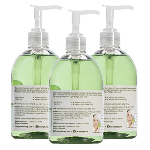 Essentials by Clearly Natural Glycerin Liquid Hand Soap, Aloe Vera, 12-Fluid Ounce, Pack of 3