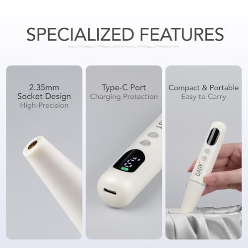 GAOY Cordless Electric Nail Drill with LED Display - Milky White, 9 Speeds
