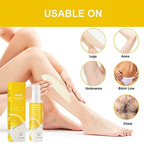 Sonobom Lemon Scent Hair Removal Cream for Sensitive Skin, Painless, 5.07 Fl oz