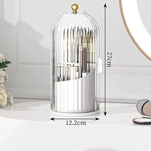 Makeup Brush Holder Organizer with Lid-360¡Æ Rotating Luxury Cosmetic Organizer Makeup Organizer Lipstick Eyebrow Pencil Holder for Vanity Desktop Bathroom Countertop