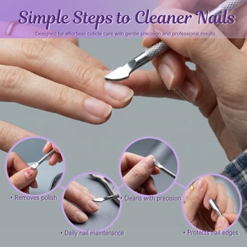 2 Pack Stainless Steel Cuticle Nipper & Pusher Set - Manicure Pedicure Tools