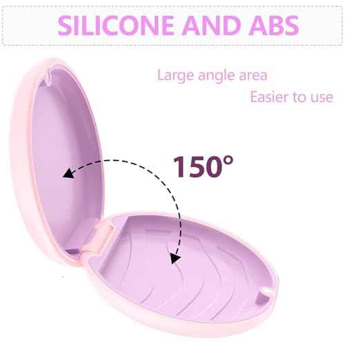 Retainer Case, Slim Aligner Cases for Invisalign, Mouthguard Case with Removal Tools& Aligners Chewies& Brush, Removable Inner Tray Silicone for Easy Cleaning (Pink)