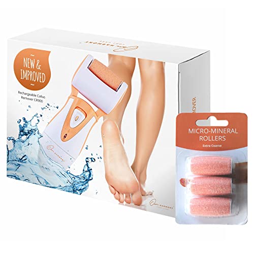 Own Harmony Electric Callus Remover for Feet and 6 Rollers Bundle: Professional Feet Care for Women, CR900 Rechargeable Foot Grinder & Electronic Foot File Pedi Sander for Cracked Heels & Hard Skin