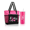 Paterr 2 Pack Breast Cancer Awareness Gifts Chemo Bags and Totes Chemo Care Package for Women Breast Cancer Accessories(Classic Pink,Breast Cancer)