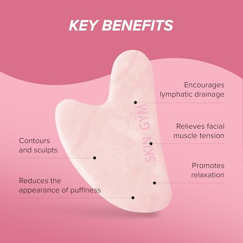 SKIN GYM Rose Quartz Sculpty Heart Gua Sha Tool, Heart-Shaped Facial Massage Tool for Sculpting and Relaxation
