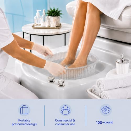 Disposable Pedicure Liners - 100 Count, 50% Thicker, Universal Fit