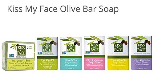 Kiss My Face Naked Pure Bar Soap, Olive Oil, 3 Count, 6 Bars Total