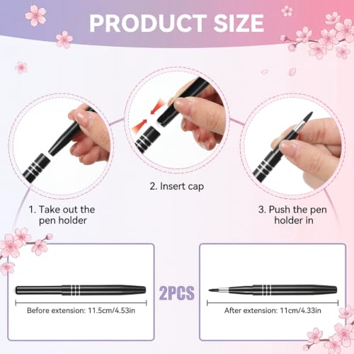 Black Retractable Lip Brush Set - Lipstick, Lip Gloss & Lip Liner Applicator for Women & Girls