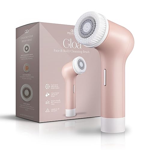 Gloa Face and Body Cleansing Brush by Project E Beauty | 3 Cleaning Brushes | Pore Cleaner | Scrub Brushes for Cleaning | Exfoliate for Face & Body | Brush Cleaner for Body | Waterproof Skin Care Kit
