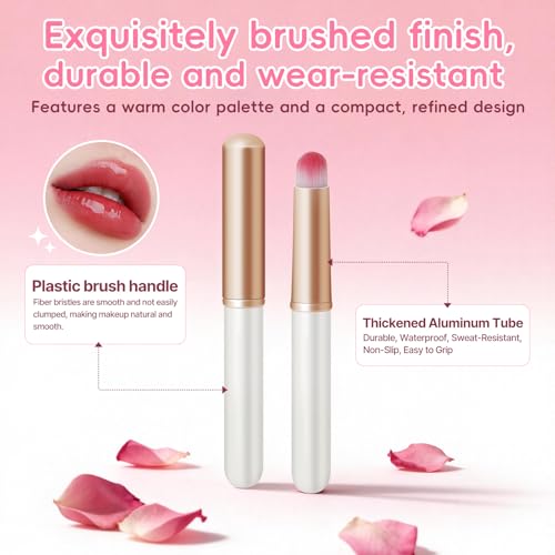Round Lip Brush Set with Soft Bristles for Precise Lip Application