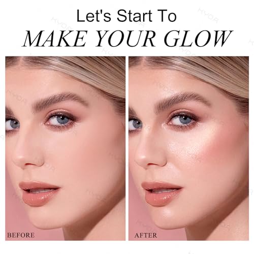 KYDA Face Highlighter Palette, High Glossy Face Illuminator Palette, Natural Glow Finish, Pearl Shimmer Smooth Baked Powder, Lasting Sparkling Champagne Highlighter Makeup-SUN GLOW
