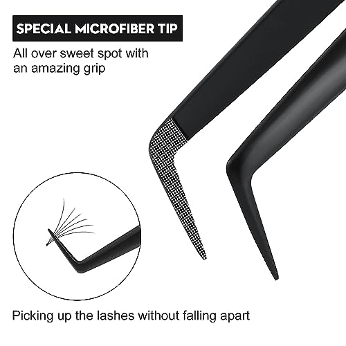 Ms.Queen Lash Extension Tweezers - 90° Fiber Tip Diamond Grip