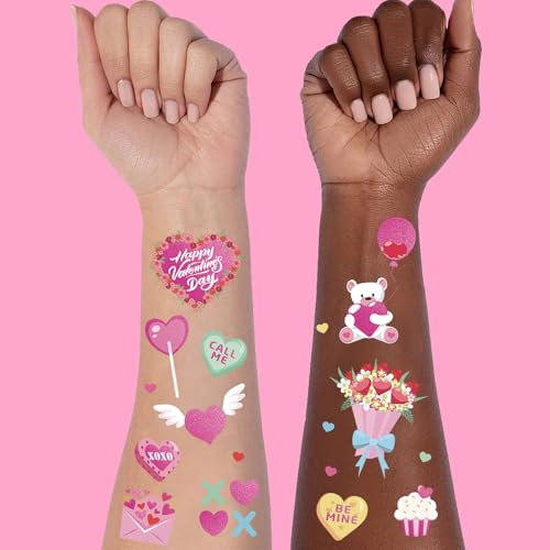 Valentine's Day Temporary Tattoos - 68 Styles Hot Pink Foil