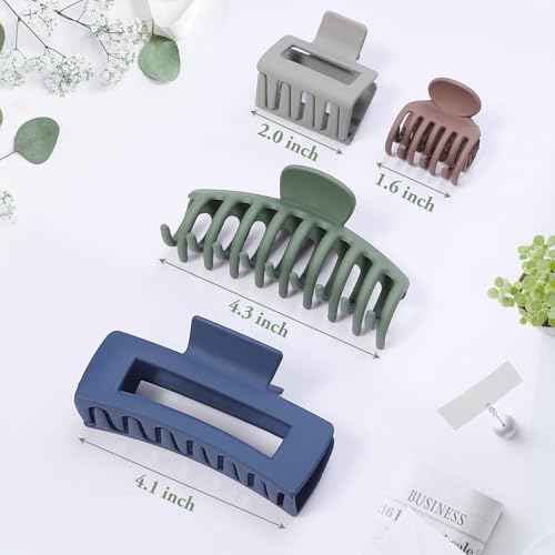 Hair Claws 16 Pcs Hair Clips for Women Thin Thick Curly Hair Large and Small Matte Banana Clips Strong Hold Nonslip