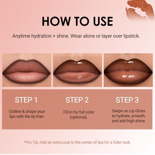 Erinde Nude Ombre Lip Combo Set - Brown Lip Liner & Gloss