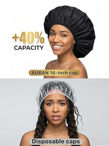 Auban Extra Large 16" Shower Cap with Satin Lining