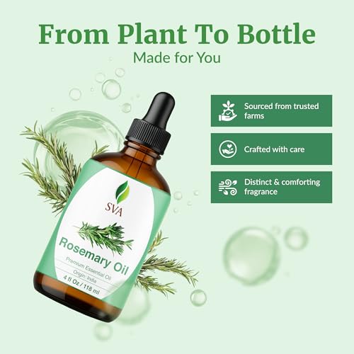 SVA Rosemary Essential Oil 4 Fl Oz with Dropper - Organic Herbal Aromatherapy