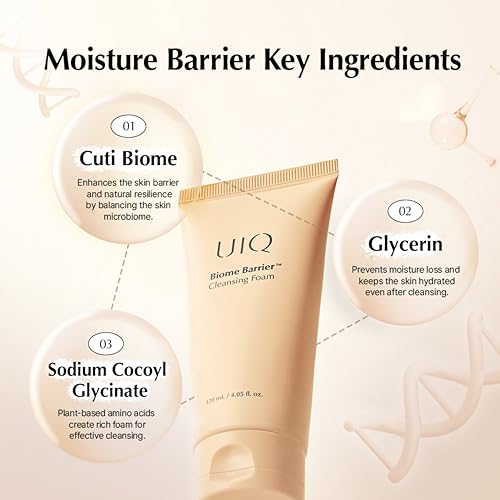 UIQ Biome Barrier Cleansing Foam for Sensitive Skin 120ml - Low pH, Hydrating & Deep Pore Cleanser