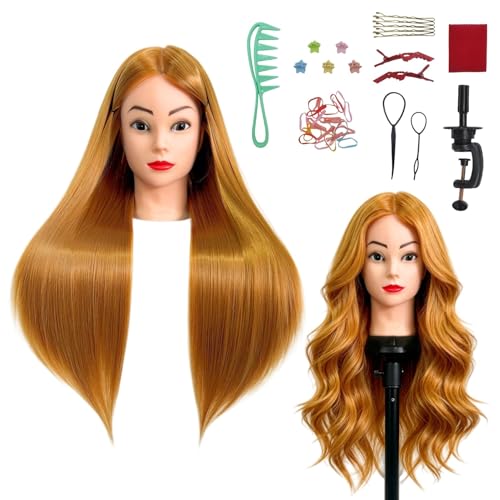 28" Light Auburn Hair Mannequin Head for Styling & Braiding