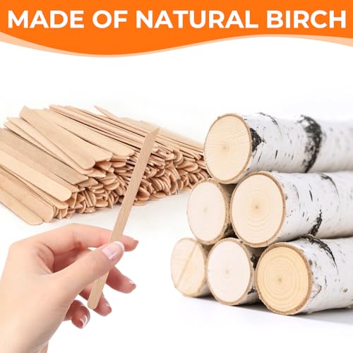 400pcs Wooden Wax Sticks - Slanted Wax Applicators for Eyebrow Lip Nose, Disposable Craft Sticks
