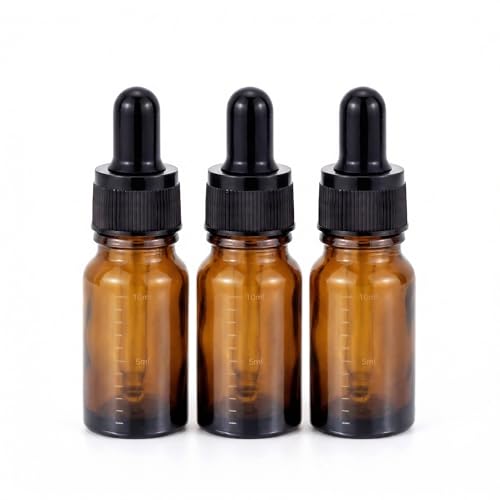 3Pk 10ml Amber Glass Dropper Bottles with Pipettes