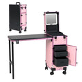 Rolling Manicure Table with Mirror & 3 Drawers, Lockable