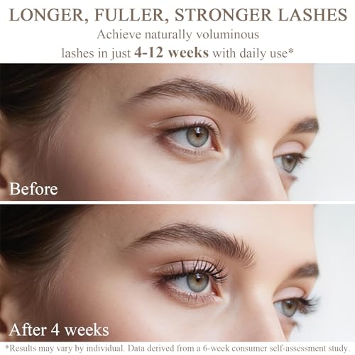 Natural Lash Growth Serum ? See Visible Results in 4 Weeks | SINPIN Eyelash Serum without Prostaglandin, Enriched with Biotin, Panthenol & Peptides for Longer, Thicker Lashes, 5ML