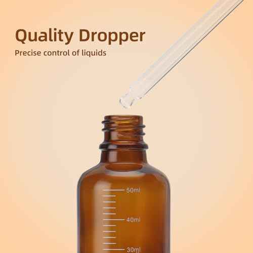 Tincture Bottles with Dropper 50ml+ Glass Dropper Bottle,80 Pack Amber Glass Bottles for Essential Oils/Lab Tinctures/Medicine Perfumes and Travel
