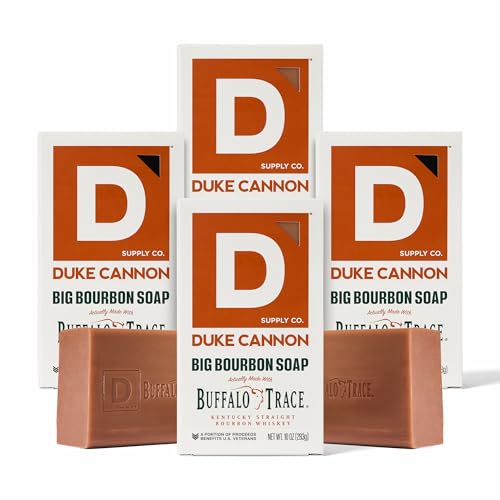 Duke Cannon Supply Co. Extra Large Bar Soap Bundle - Men's Natural Bar Soap With Masculine Scents - Big American Bourbon USA-made soap - All Skin Types - Big Brick of Soap - Bourbon,10 oz (4 Pack)