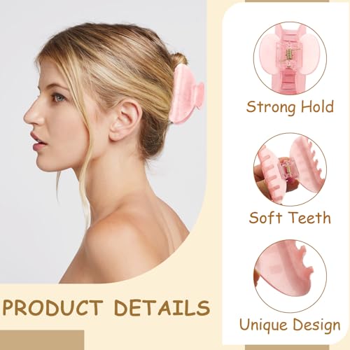 Acrylic Hair Claw Clips Set, 4-Pack Medium Size Pink & Cream