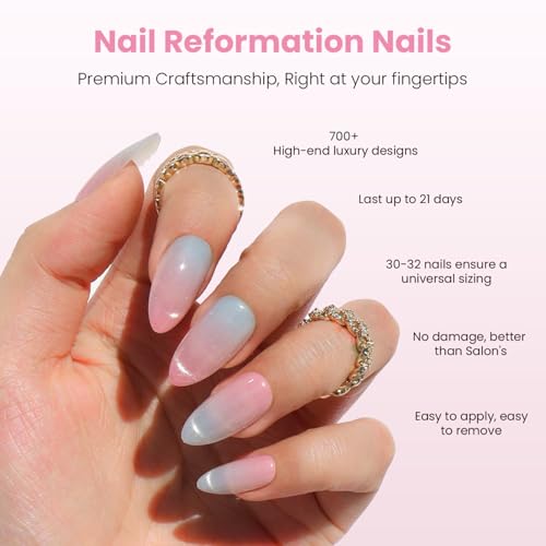 Nail Reformation Iridescent Ice Press-On Nails - Pink Medium Almond, 30 Pcs
