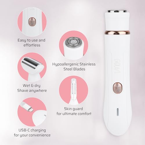 4-in-1 Facial Hair Removal for Women, Electric Painless Shaver, USB Rechargeable, Lip Chin Cheek Trimmer
