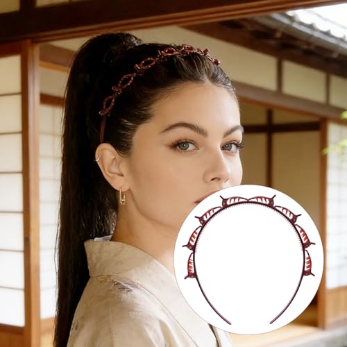 2PCS Adjustable Clip Headbands for Women Hair Styling, Braided Design, Black & Brown