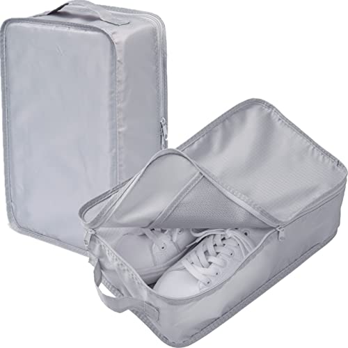Tianzong Travel Shoe Bag 2-Pack with Handle, Water-Resistant & Breathable, Fits 2 Pairs Grey