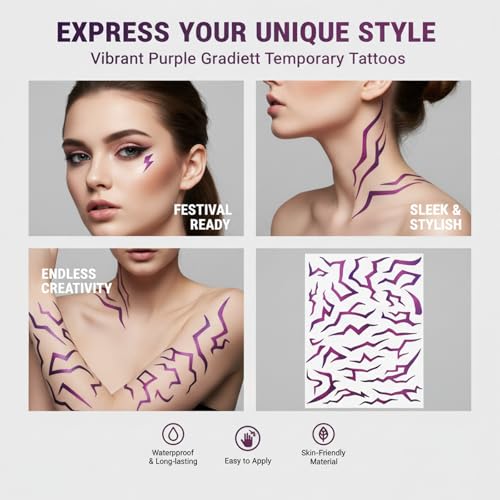 K-pop Temporary Tattoos - 9 Sheet Neon Blue UV Activated