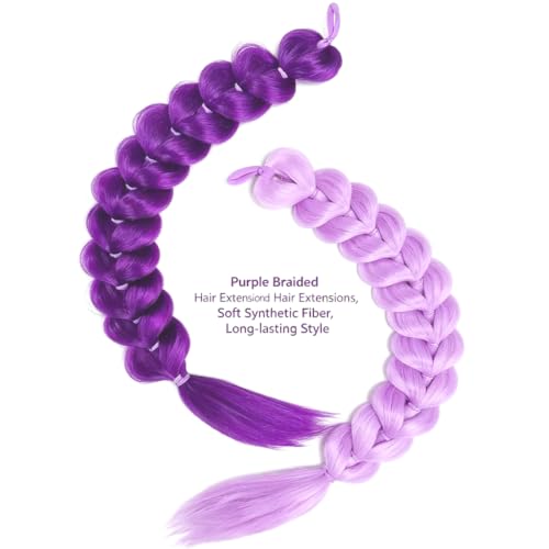 Purple Braided Ponytail Hair Extension for Kids - 24 Inch