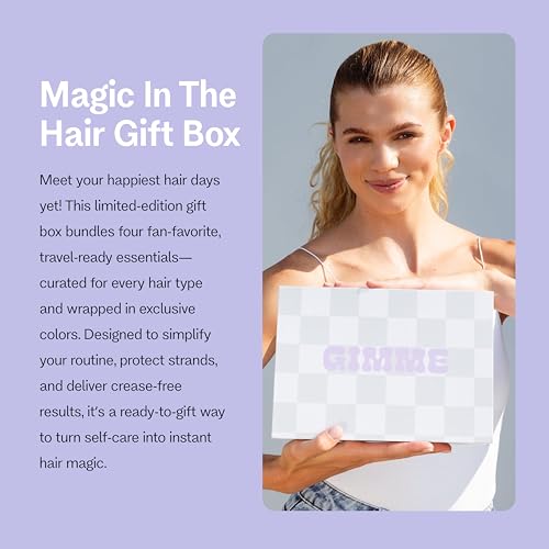 Gimme Beauty Magic Is In the Hair Gift Box - Designed for All Hair Types - Essentials for Your Hair Care Routine - Includes Everyday Hair Bands, Detangling Brush & Massage Brush
