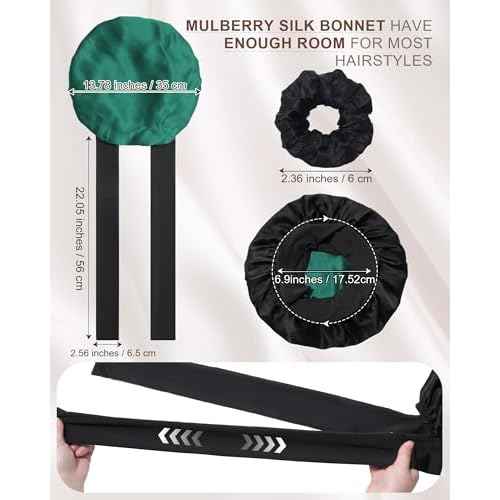 Mulberry Silk Bonnet Sleeping Women Curly Hair Bonnets Tie Band Double Layer Reversible Sleep Bonnet Silk Hair Wrap Sleep Cap