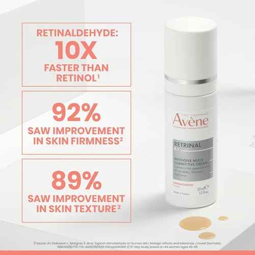 Av?ne Retrinal Intensive Multi-Corrective Cream, Retinal Face Cream Formulated with Retinaldehyde, Niacinamide & Hyaluronic Acid, Anti-aging Cream Visibly Reduces Wrinkles & Fine Lines, 1 Fl Oz