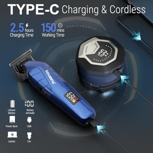 SOLIMPIA Upgraded Head Shavers for Bald Men, Hair Trimmer Kit, Magnetic Electric Razor, Large Battery Capacity, Rechargeable LED Display Beard Trimmer, Waterproof Wet/Dry Head Shaver