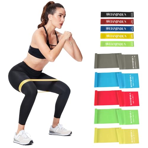 Professional Resistance Bands. Latex-Free, Work Out Bands, Stretch Bands for Working Out Women or Men, Exercise Bands Set for Physical Therapy (Colour Set (10 Pcs))