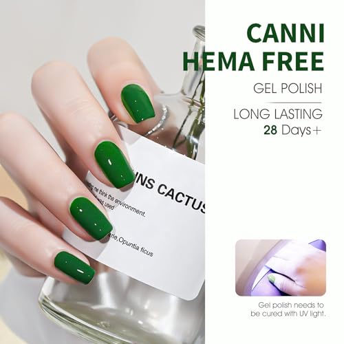 CANNI Emerald Green Gel Nail Polish 9004 - High Gloss Soak Off UV/LED Manicure