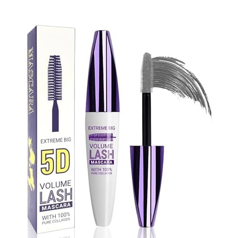 5D Grey Mascara for Eyelashes-1Pcs Longlasting Waterproof Smudge-Proof Colored Cold Gray Mascara Volume and Length, Volumizing Defining Eye Lashes, Women¡¯s Day Eye Makeup Gift for Older Women 60 plus