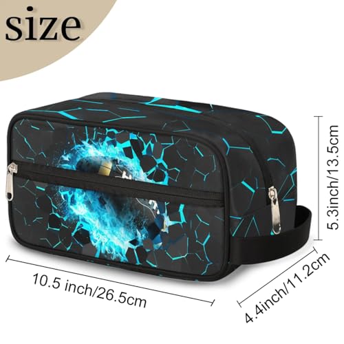 Football Travel Toiletry Bag for Kids, Waterproof Hanging Wash Bag Dopp Kit for Boys Shaving Bag for Toiletries Accessories