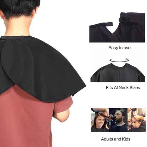 Short Barber Cape, Waterproof Nylon Salon Hair Cutting Cape, Makeup Artist Cape for Hair Dye, Comb-out, Styling, Shampoo